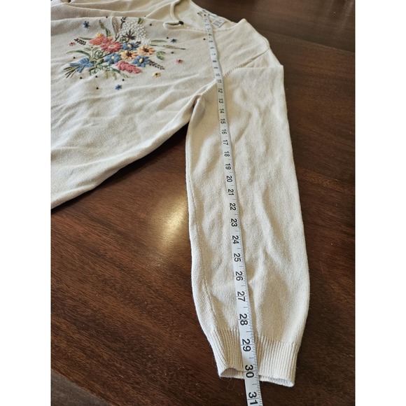 Alfred Dunner Sweater Womens 2X Ecru Embroidered Floral Granny Chic Cottagecore - Picture 10 of 12